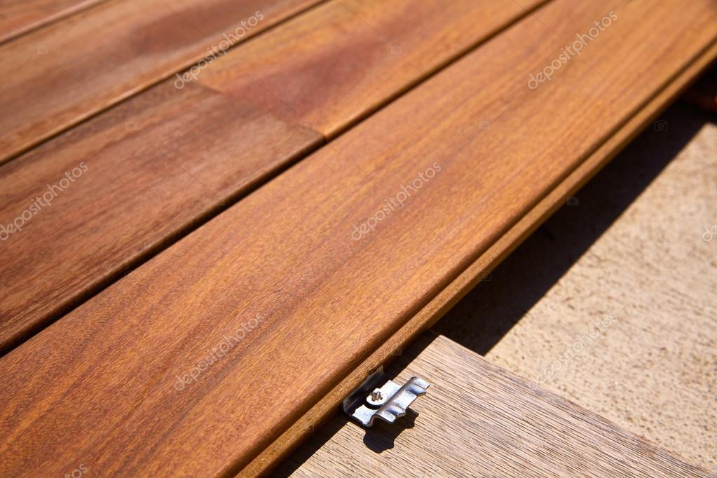 Ipe Decking Deck Wood Installation Clips Fasteners Stock Photo