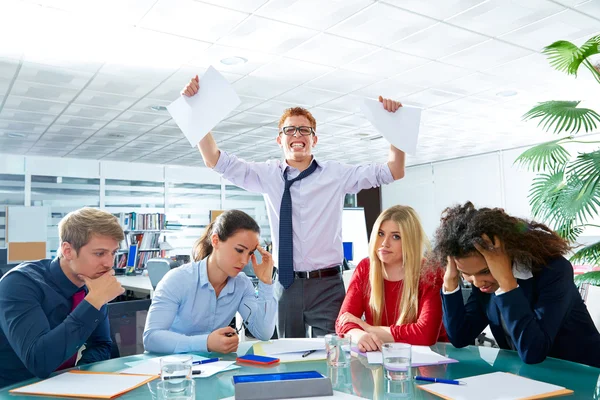 Zakelijke bijeenkomst triest expressie negatieve gebaar — Stockfoto