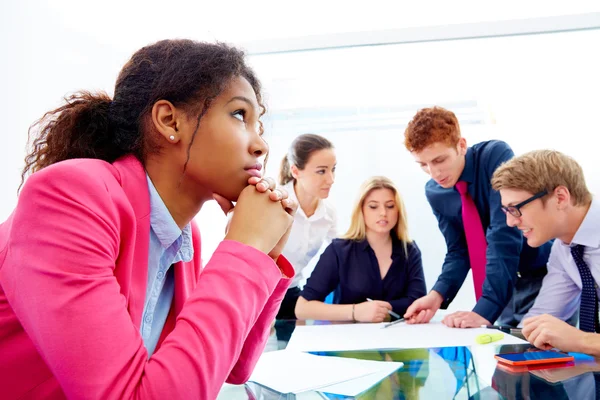 Boring meeting african businesswoman gesture — Stock Photo, Image