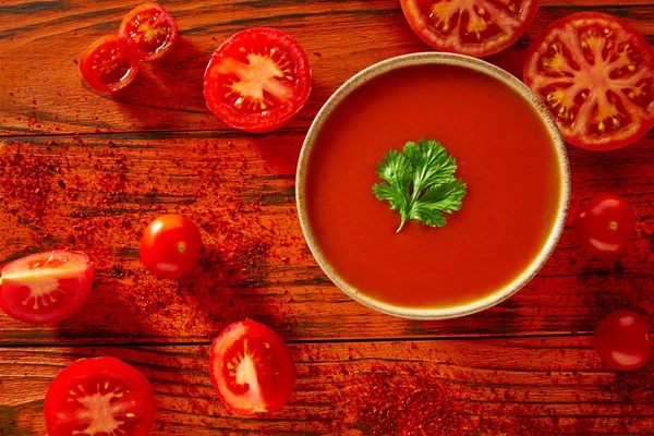 Salsa de tomate gazpacho andaluz en rojo — Foto de Stock