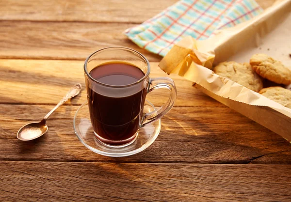 Caffè con biscotti biscotti fatti in casa legno vintage — Foto Stock