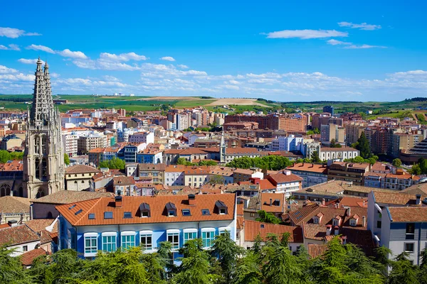 Burgos letecký pohled na panorama s katedrálou ve Španělsku — Stock fotografie