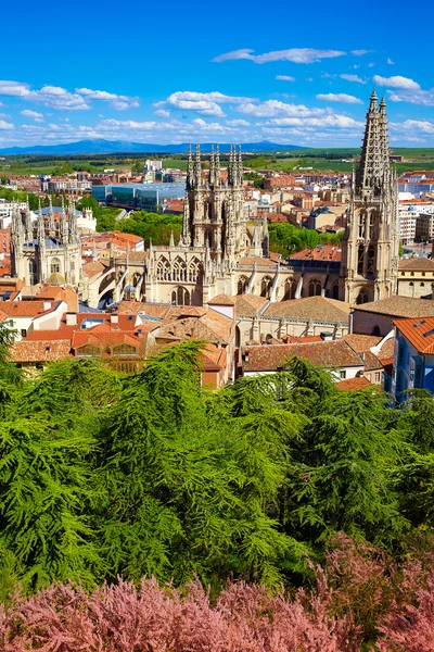 Burgos vista aérea skyline com Catedral em Espanha — Fotografia de Stock