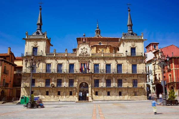 Ayuntamiento de León ayuntamiento en Plaza Mayor — Foto de Stock