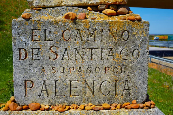 The way of saint James stone sign Palencia — Stock Photo, Image