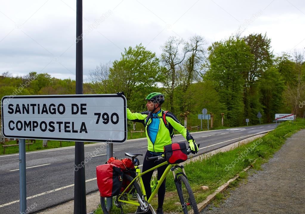 Roncesvalles begin of Way of Sain James biking