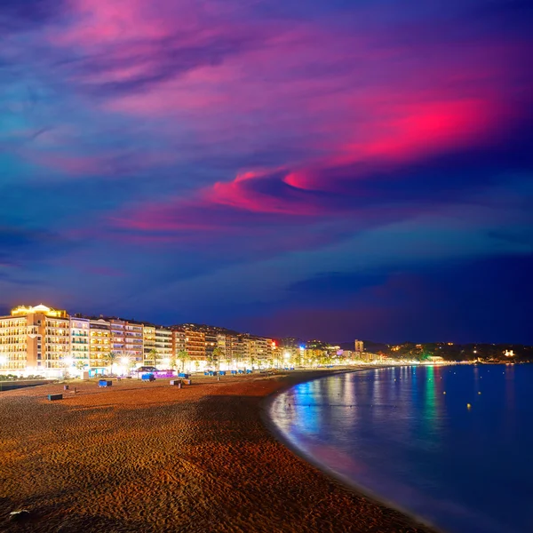 Lloret de Mar západ slunce na pobřeží Costa Brava Katalánsko — Stock fotografie