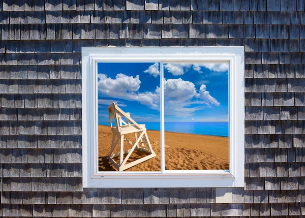 Cape Cod window photomount Massachusetts — Stock Photo, Image