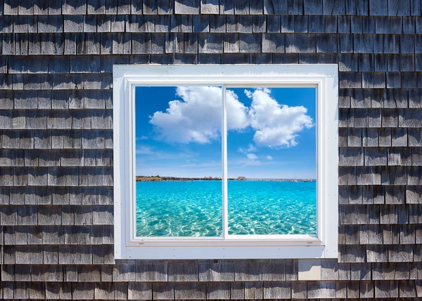 Cape Cod window photomount Massachusetts — Stock Photo, Image