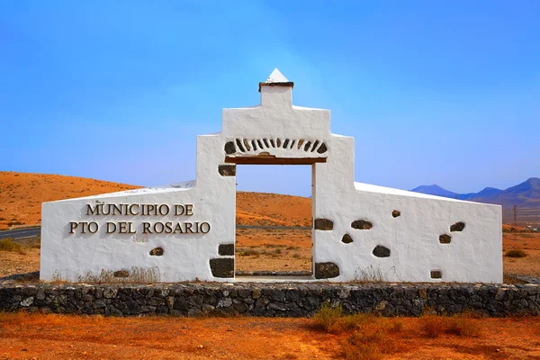 Signo monumento a Puerto Rosario Fuerteventura — Foto de Stock