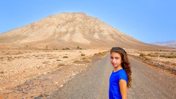 Fuerteventura girl in Tindaya mountain at Canary Stock Photo