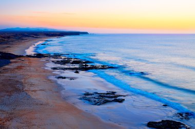 El cotillo beach sunset Fuerteventura Canary Island clipart