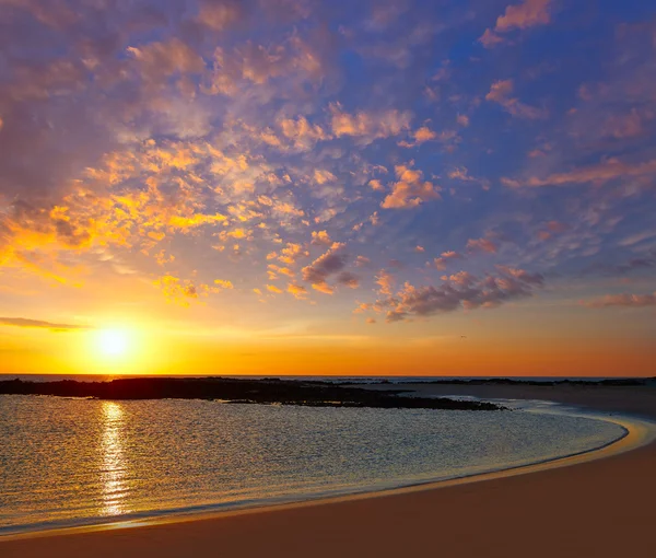 El Cotillo la Concha Pôr-do-sol da praia Fuerteventura — Fotografia de Stock