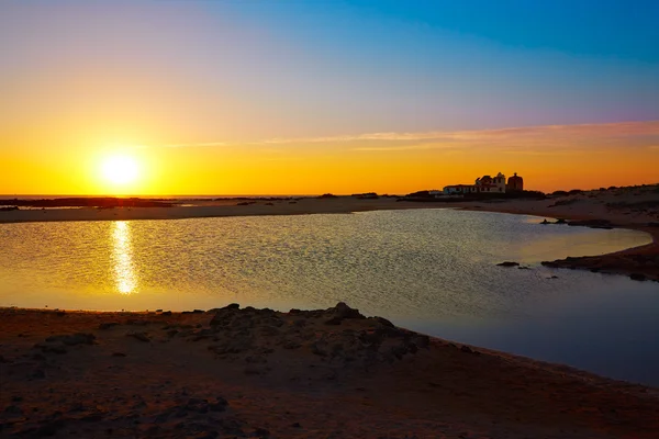 El Cotillo la Concha Spiaggia tramonto Fuerteventura — Foto Stock