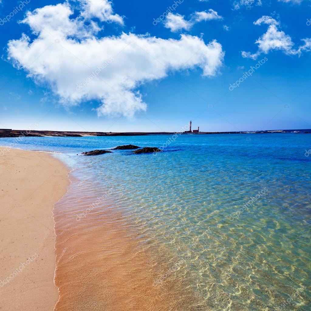 El Cotillo Beach Toston Lighthouse Fuerteventura Stock