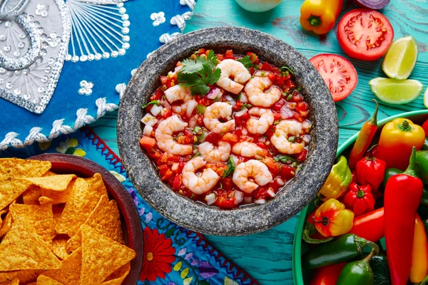 Ceviche de Camaron shrimp molcajete from México — Foto de Stock