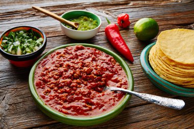 Chili with meat platillo Mexican food clipart