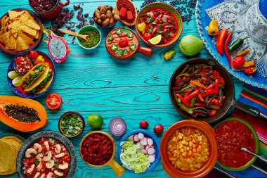 Mexican food mix colorful background Mexico clipart
