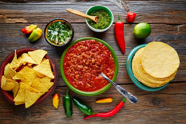 Chili com carne platillo comida mexicana — Fotografia de Stock