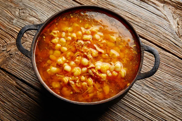 Pozole with mote big corn stew from Mexico — Stock Photo, Image