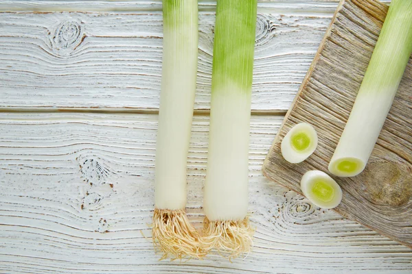 Leeks vegetable raw food with cutted texture — Stock Photo, Image