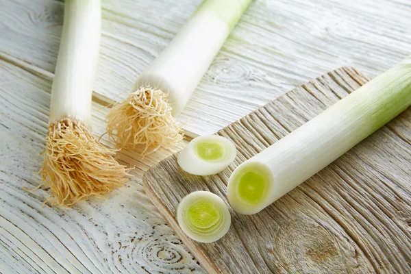 Leeks vegetable raw food with cutted texture — Stock Photo, Image