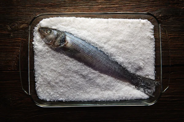 Seabass baked in sea salt seabass crusted — Stock Photo, Image