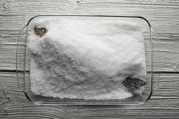 Seabass baked in sea salt seabass crusted — Stock Photo, Image