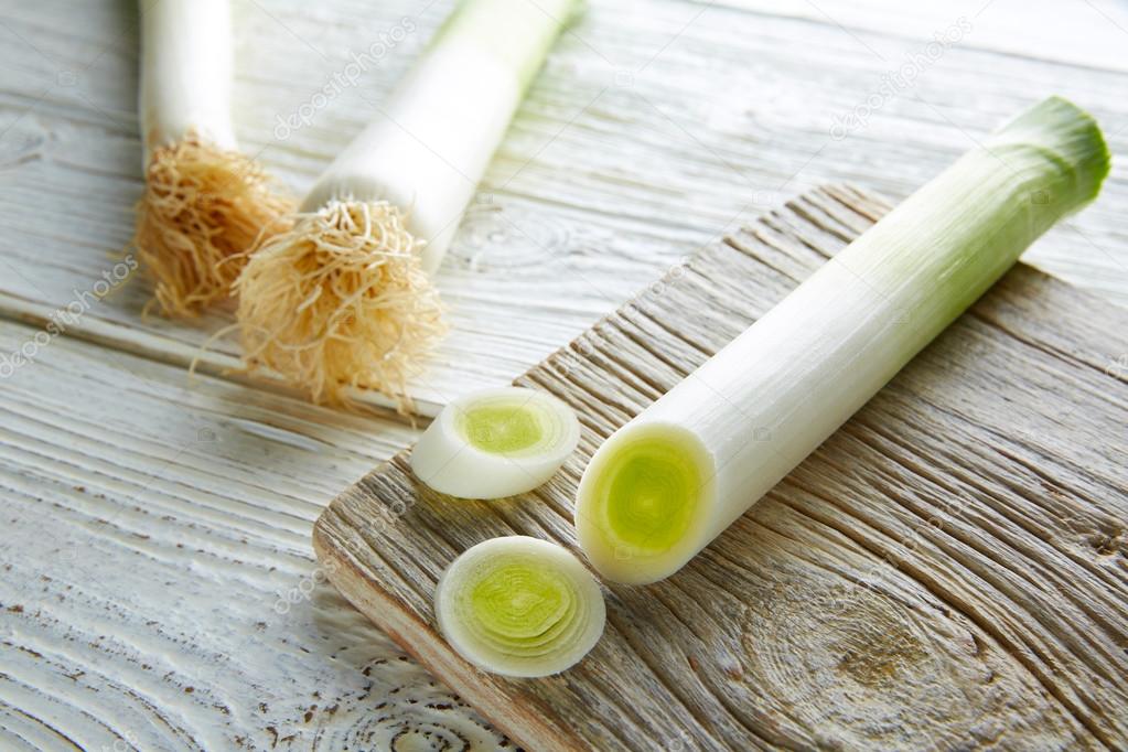 Leeks vegetable raw food with cutted texture