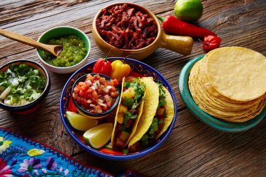 Tacos al pastor Mexican with coriander pineapple clipart