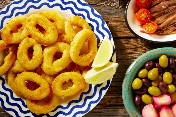 Tapas frutti di mare spagnoli fritti calamari — Foto Stock