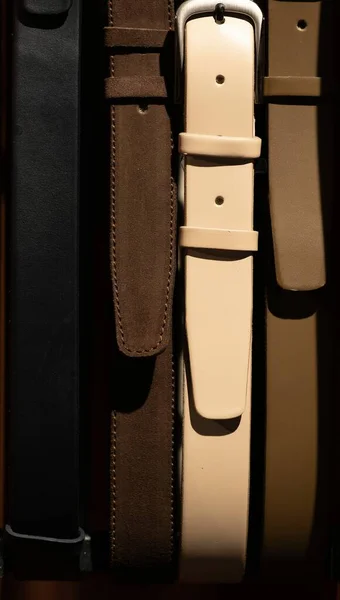 leather belt. Men`s belt. Leather belt with metallic clasp