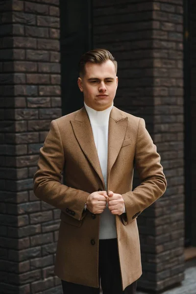 Stylish Elegant Men Man Coat Urban Style — Stock Photo, Image