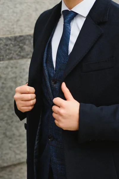 Klasický Oblek Muže Zblízka — Stock fotografie