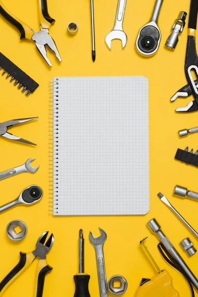 Set Von Verschiedenen Bauwerkzeugen Werkzeuge Für Die Reparatur Hause Arbeit — Stockfoto