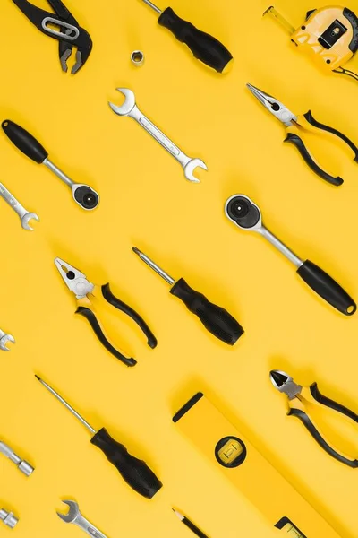 Συλλογή Από Διάφορα Δομικά Εργαλεία Εργαλεία Για Την Επισκευή Του — Φωτογραφία Αρχείου