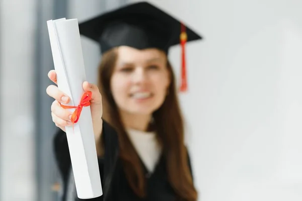 Graduation Student Standing Diploma — Stock Photo, Image