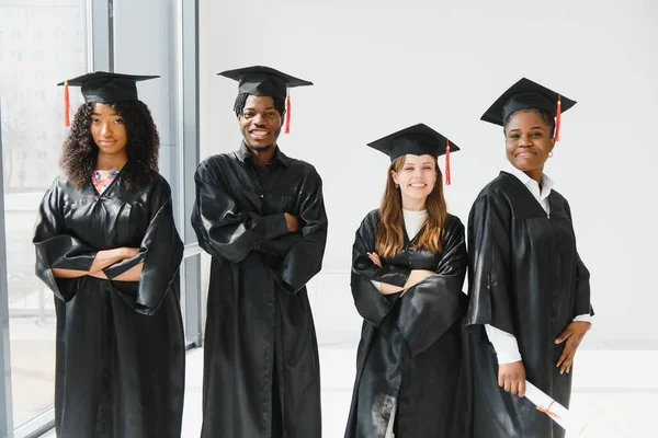 Optimistic Young University Graduates Graduation — Stock Photo, Image