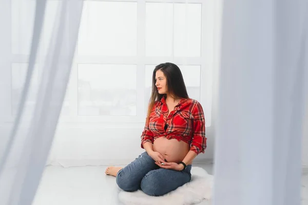 Grossesse Maternité Personnes Concept Attente Gros Plan Sur Femme Enceinte — Photo