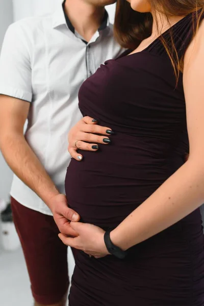 Young Attractive Couple Pregnant Mother Happy Father — Stock Photo, Image