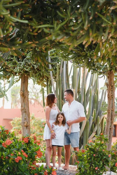 Family on vacation in a luxury hotel. Holidays at sea.