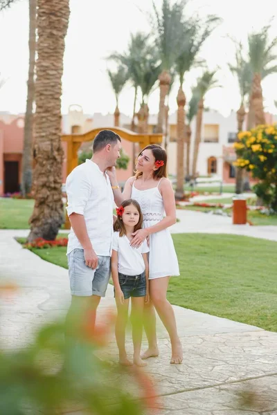 Family on vacation in a luxury hotel. Holidays at sea.