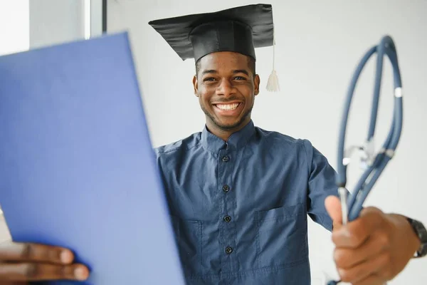 Portrait African Female Doctor Graduate — Stock Photo, Image