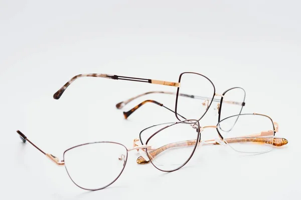 Glasses White Background Macro Lens — Stock Photo, Image