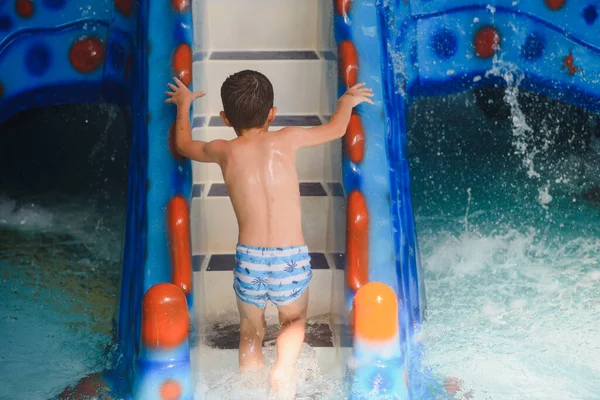 Boy Having Fun Aqua Park — Stock Photo, Image