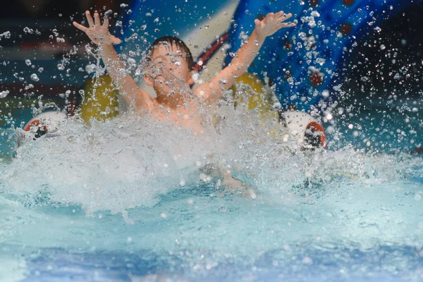 Boy Rolling Water Slide Water Park Little Rock — Stock Photo, Image