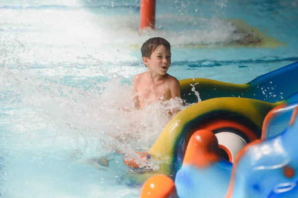 Boy Having Fun Aqua Park — Stock Photo, Image