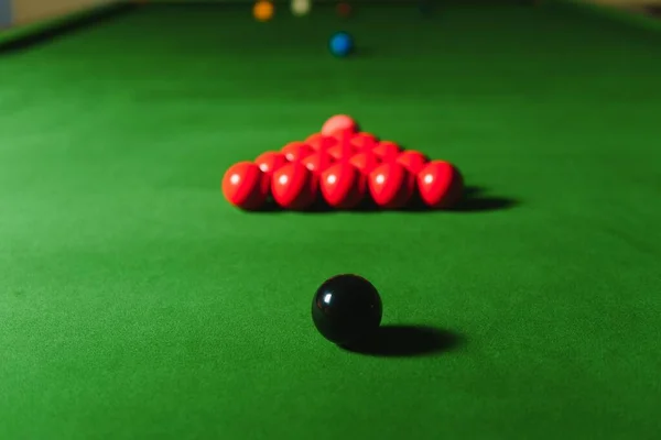 Bolas Snooker Definidas Uma Mesa Verde — Fotografia de Stock