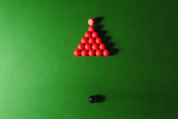 Snooker Kulki Zielonej Powierzchni Płytkiej Głębi Ostrości — Zdjęcie stockowe