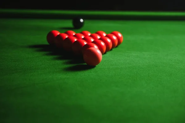 Bolas Snooker Definidas Uma Mesa Verde — Fotografia de Stock